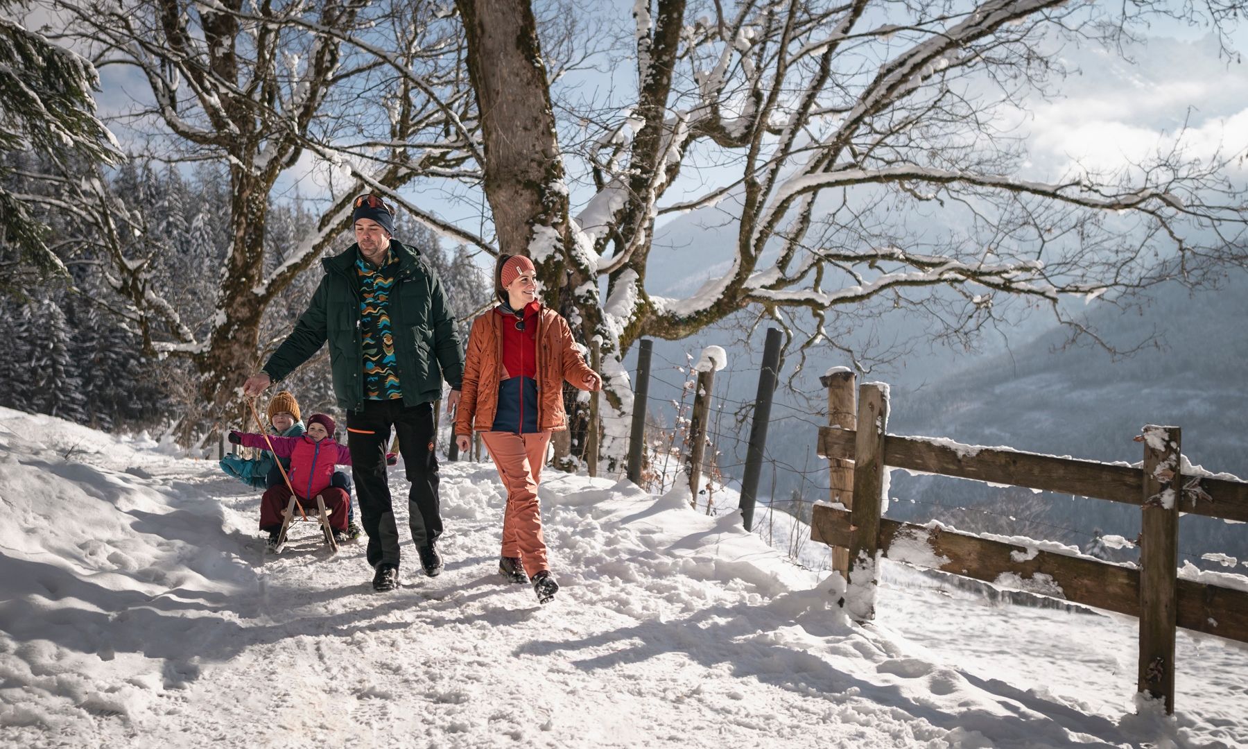 Winterwandern auf der Soleleitung im Bergsteigerdorf Ramsau